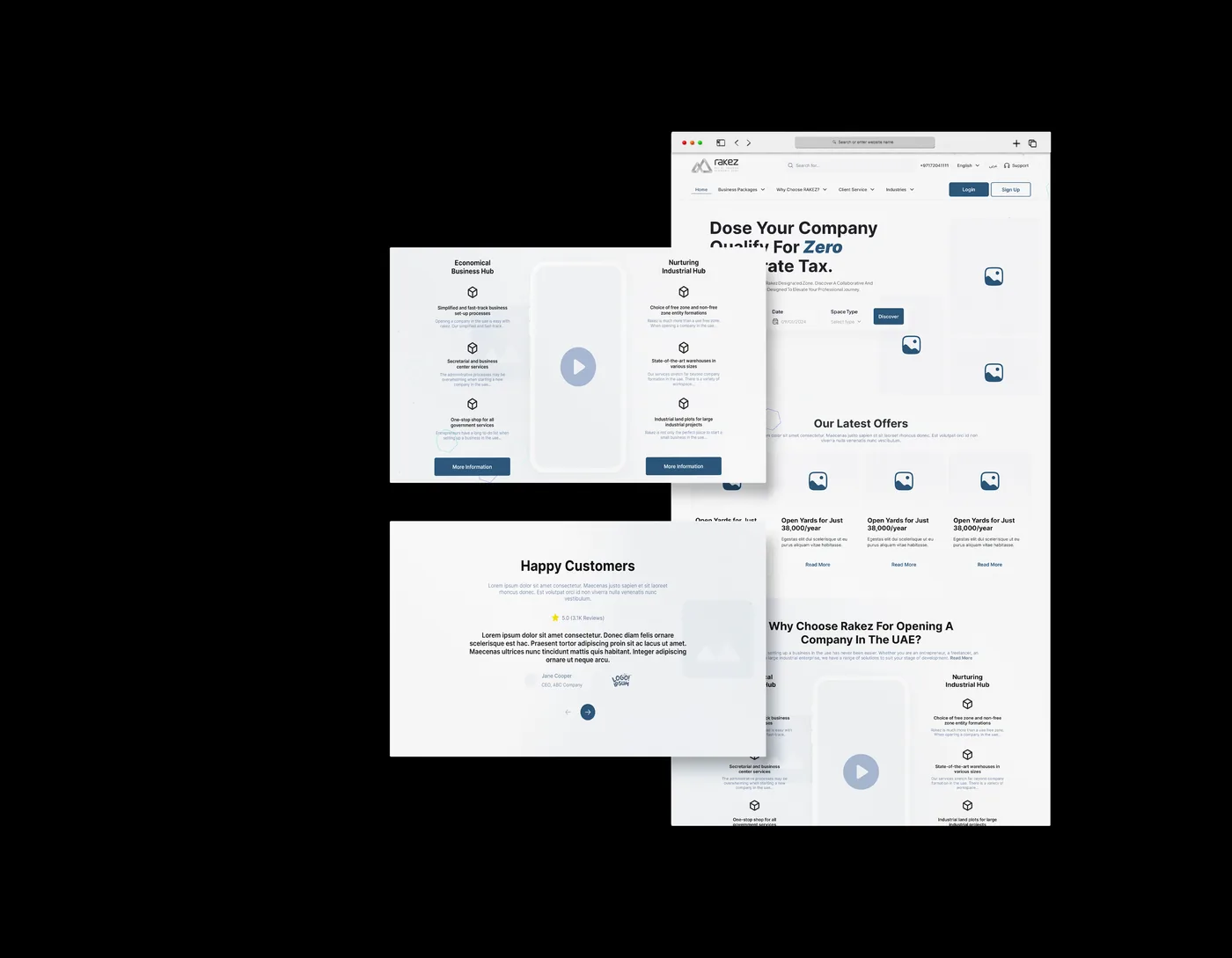 RAKEZ business setup website design screens